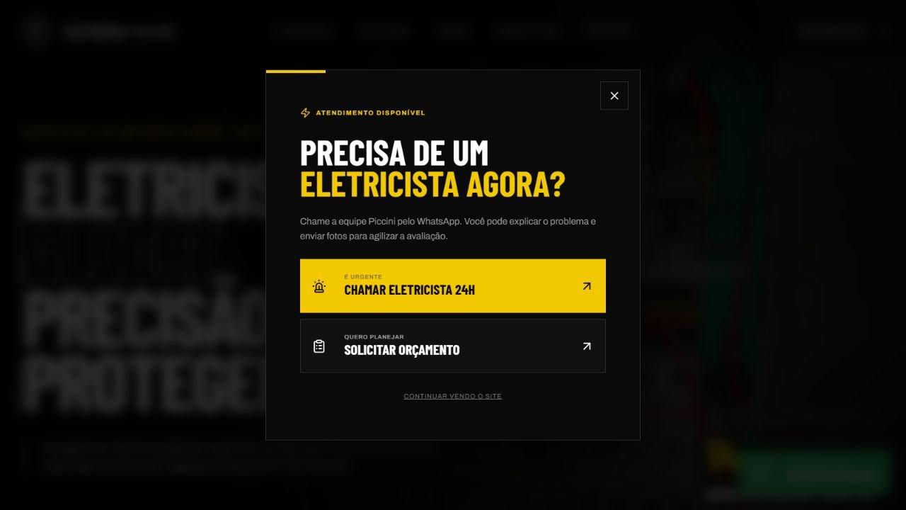 Página inicial do projeto Elétrica Piccini
