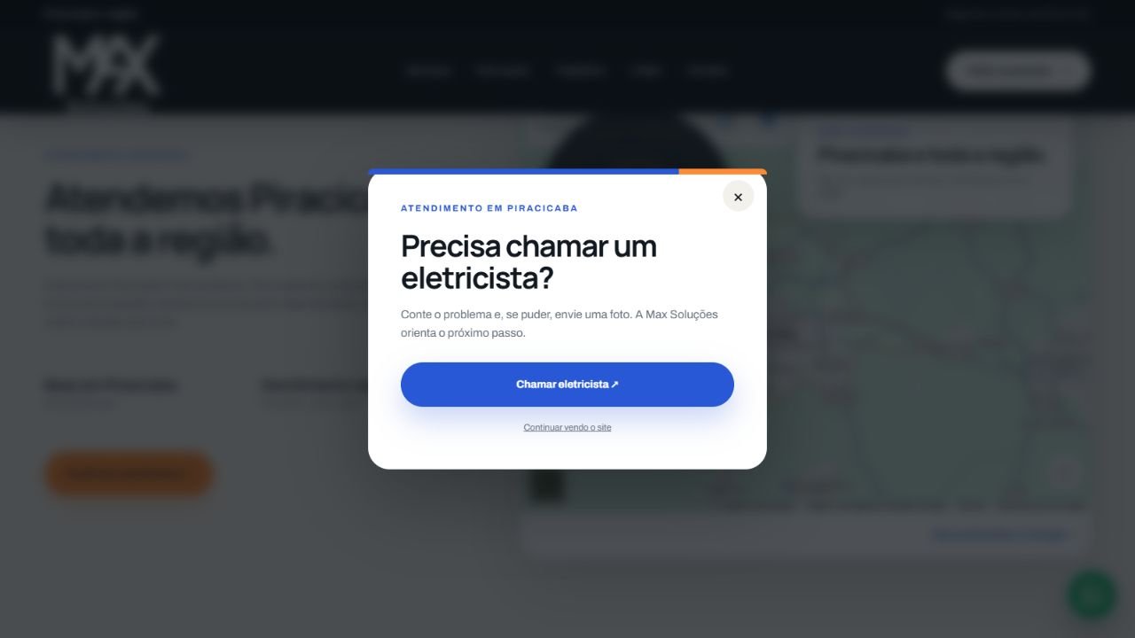 Página inicial do projeto Max Soluções