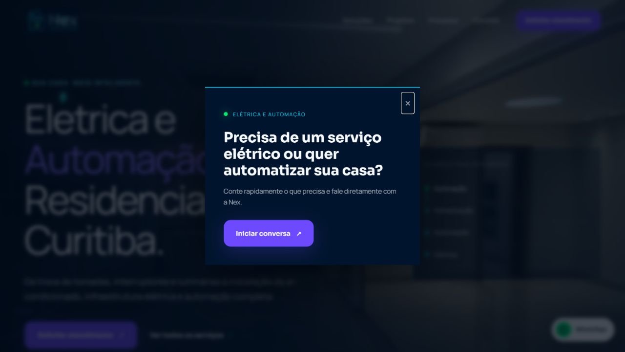 Página inicial do projeto Nex Elétrica