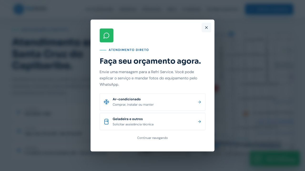 Página inicial do projeto Refri Service