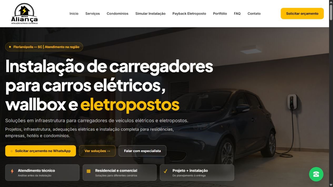 Página inicial do projeto Aliança Inova